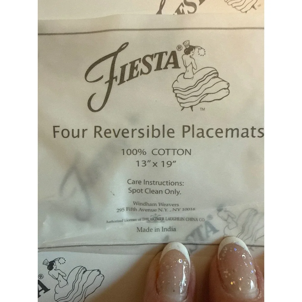 Fiesta Set of 4 Reversible Placemats & Set of 4 Matching Napkins NOS‎ Cobalt